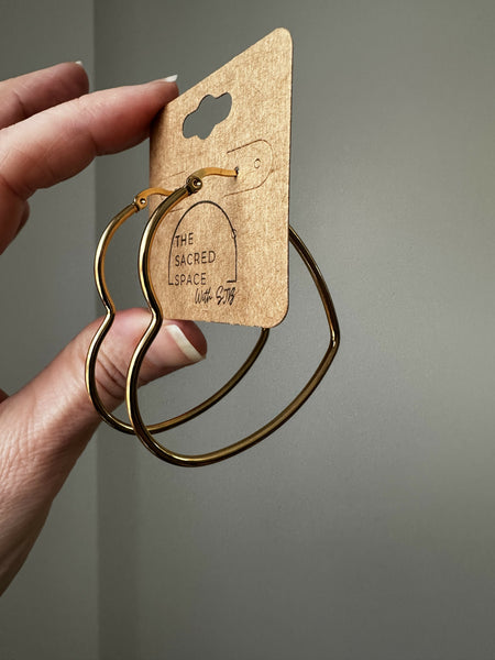 Large Heart Hoops - Gold - Unique Town Boutique