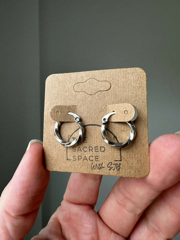 Mini Twist Hoops - Silver