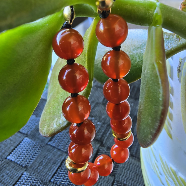 Carnelian | 10 mm with Stainless Steel Accents - Unique Town Boutique