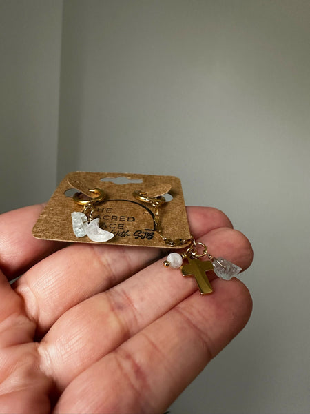 Moon & Cross Hoop Earrings