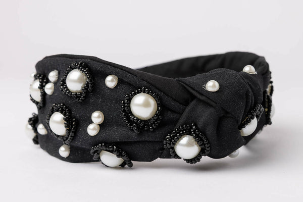 Black Faux Pearl Headband - Unique Town Boutique