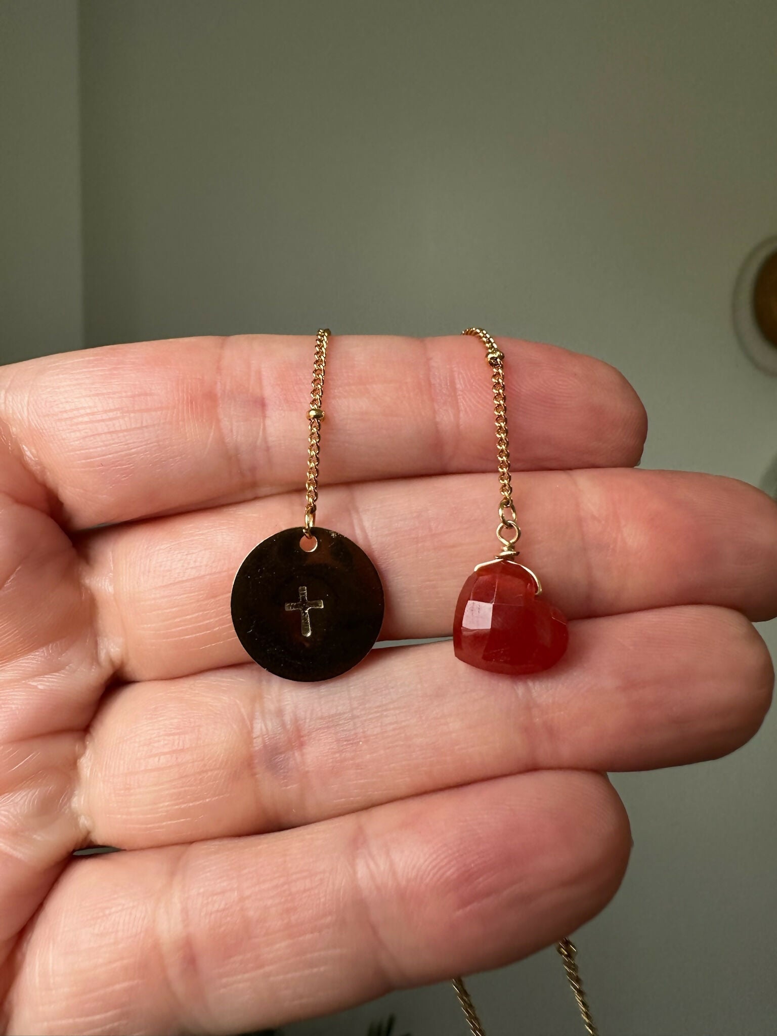 Cross Coin & Carnelian Heart Bookmark
