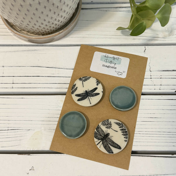 Dragonfly and fern ceramic magnet set - Unique Town Boutique