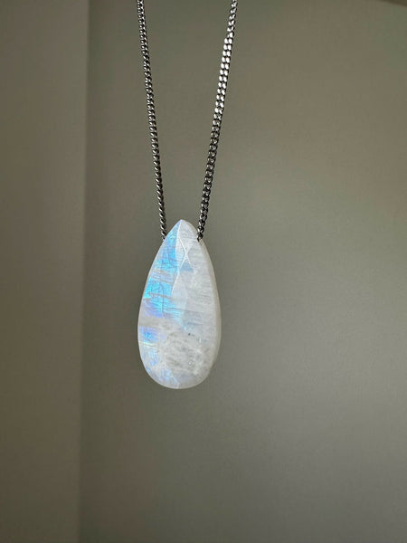 Silver Floating Moonstone Necklace