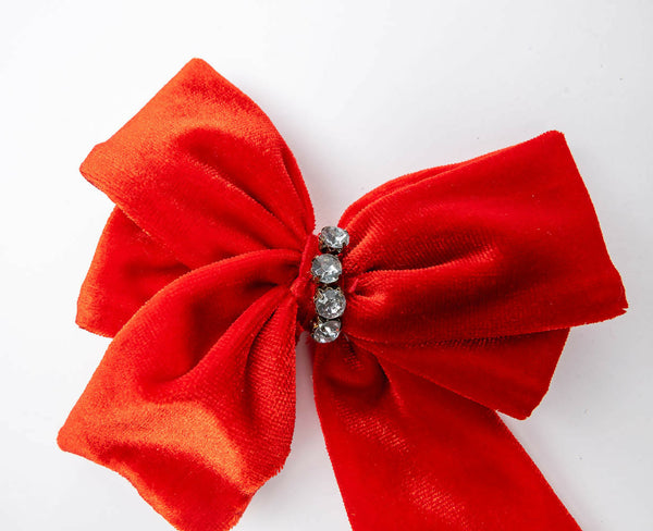 Red Velvet Hair Bow Clip for Girls