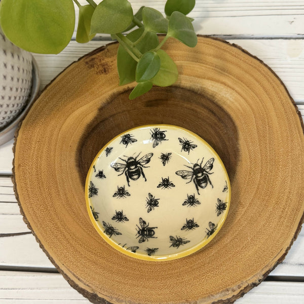 Yellow Ring Dish with Bees