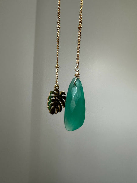 Monstera Leaf & Green Onyx Bookmark