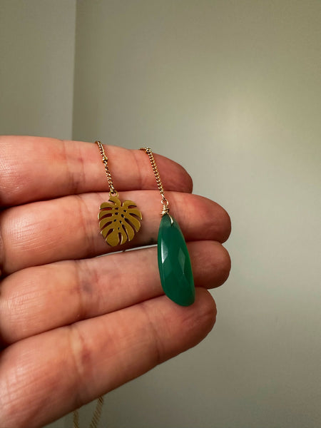 Monstera Leaf & Green Onyx Bookmark