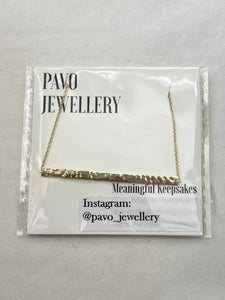 Large Hammered Gold Bar Necklace