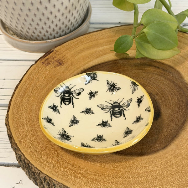 Yellow Ring Dish with Bees - Unique Town Boutique