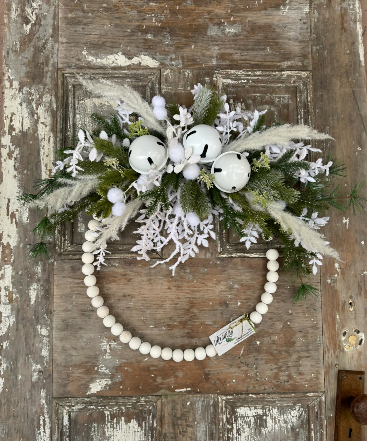 White Wood Bead & White Bells
