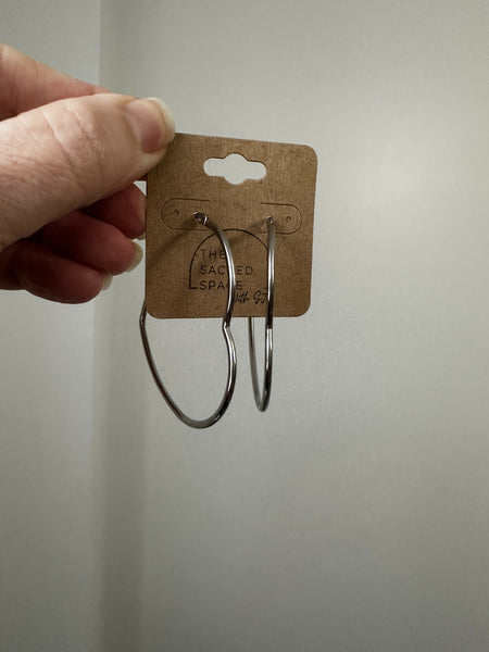 Large Heart Hoops - Silver