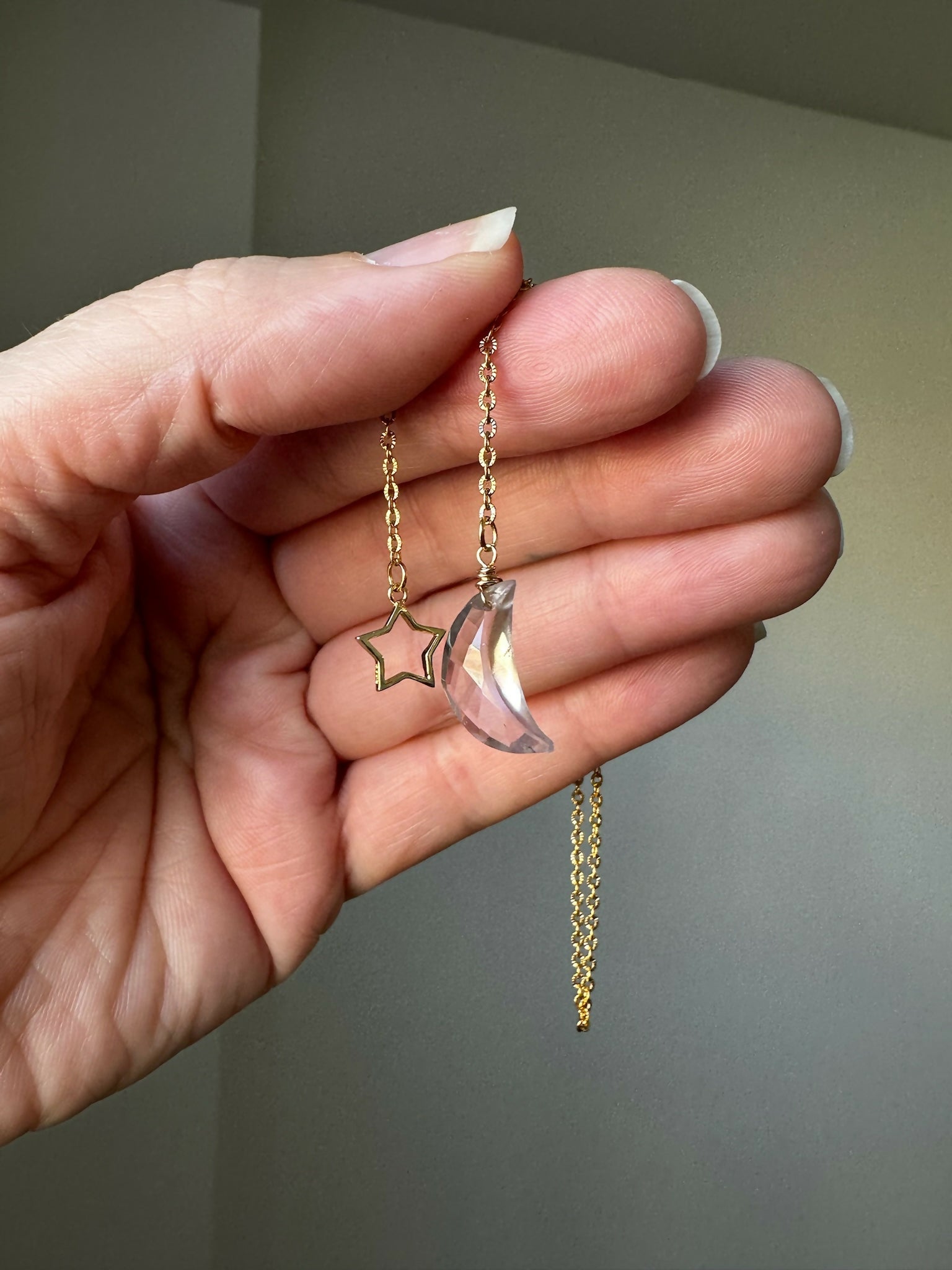 Carved Gemstone Moon & Star Charm Bookmark