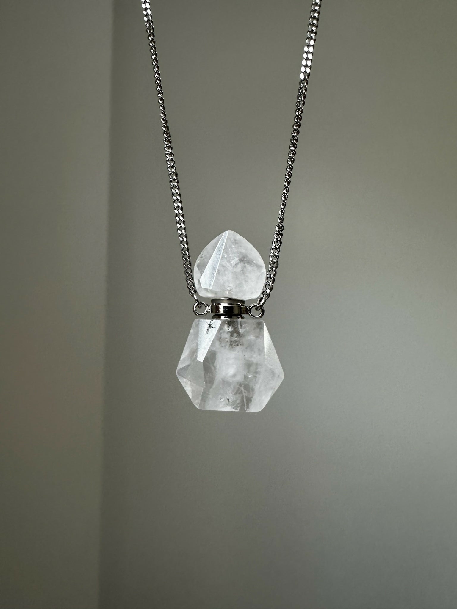 Clear Quartz Gemstone Vial Necklace