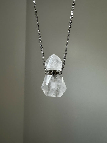 Clear Quartz Gemstone Vial Necklace