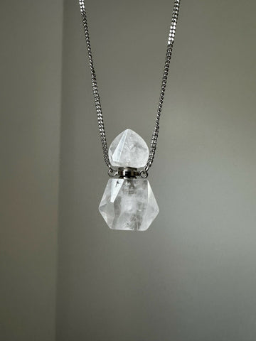 Clear Quartz Gemstone Vial Necklace