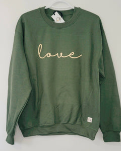 Adult Love Crewneck Sweatshirt - Army Green