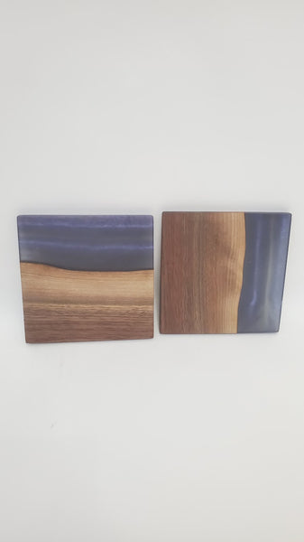 2pc. Walnut Wood and Purple Epoxy Set