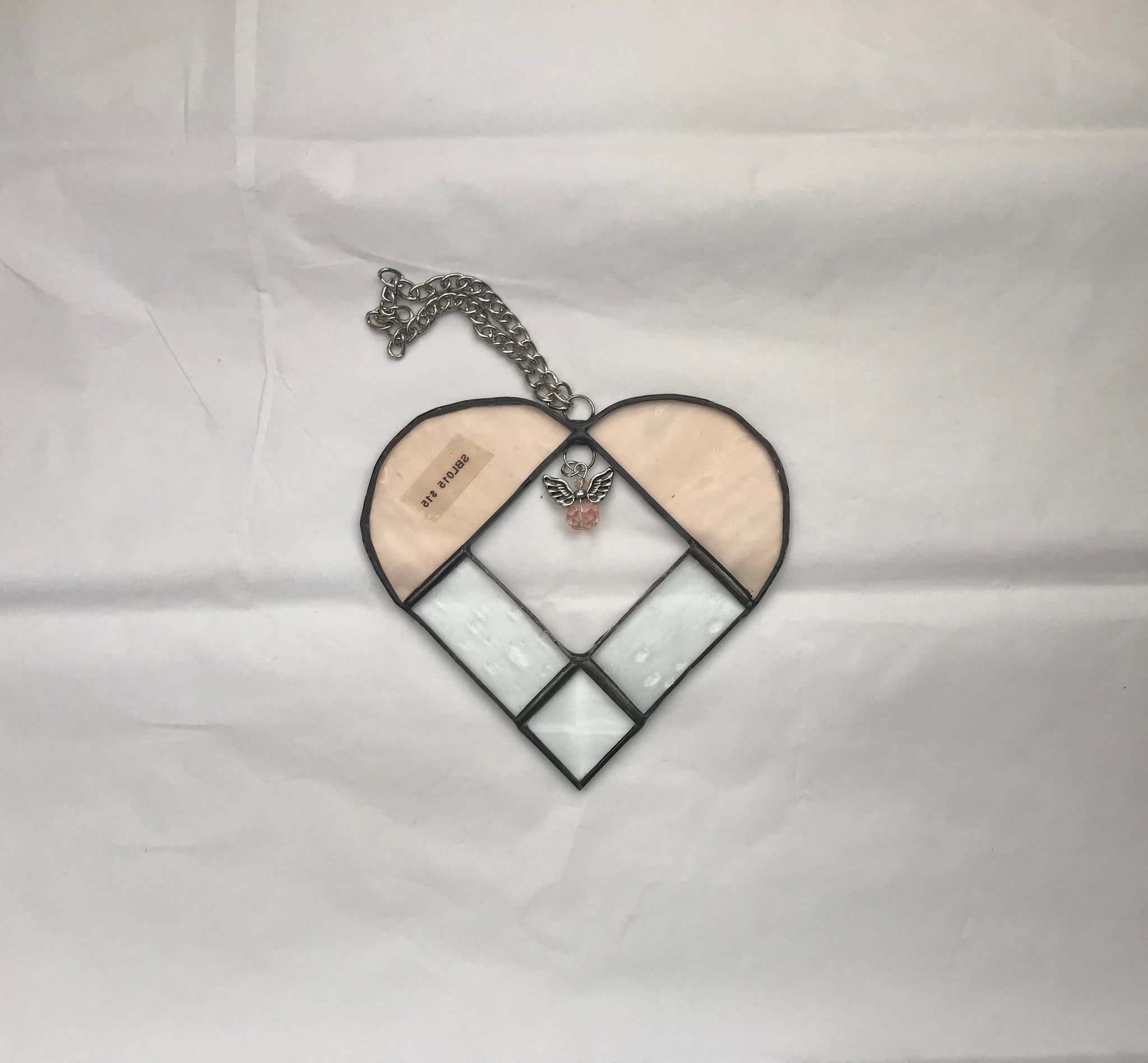 Stained glass large heart - Peach