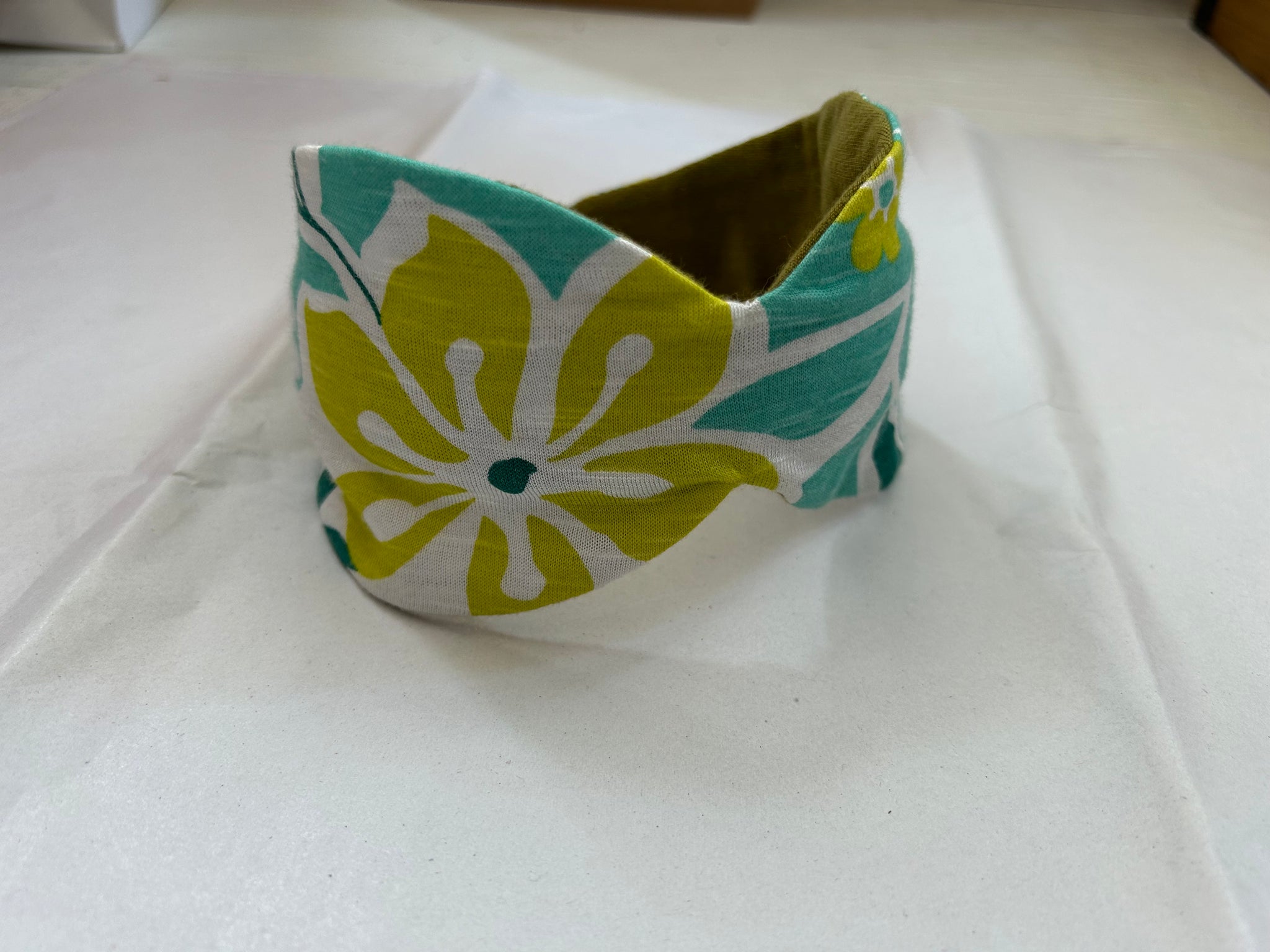 Green floral headband