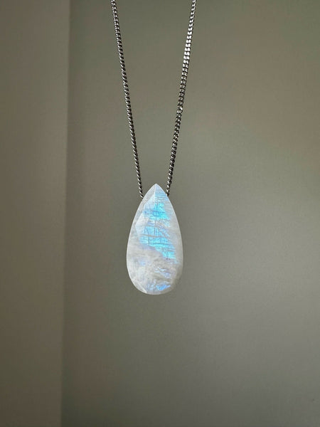 Silver Floating Moonstone Necklace