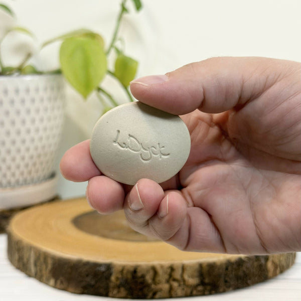 Bird patterned calming stone with pink rim - Unique Town Boutique