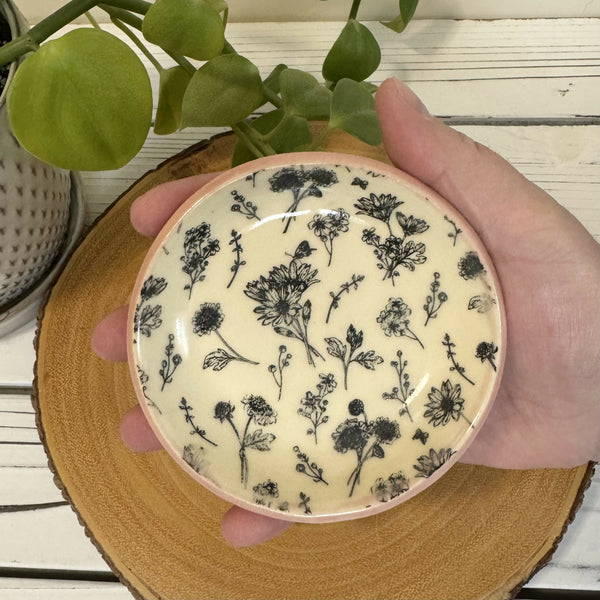 Pink Ring Dish with Wildflowers - Unique Town Boutique