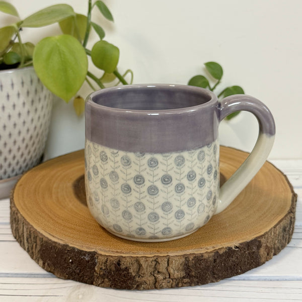 Violet with Soft Blue Flowers Mug 14-16 oz. - Unique Town Boutique