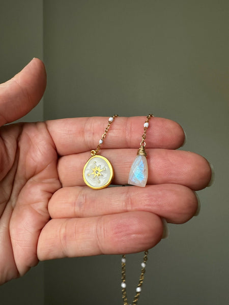 Compass Charm & Moonstone Bookmark