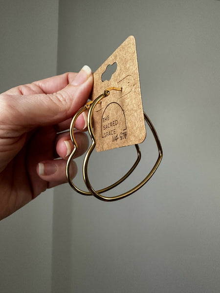Large Heart Hoops - Gold - Unique Town Boutique