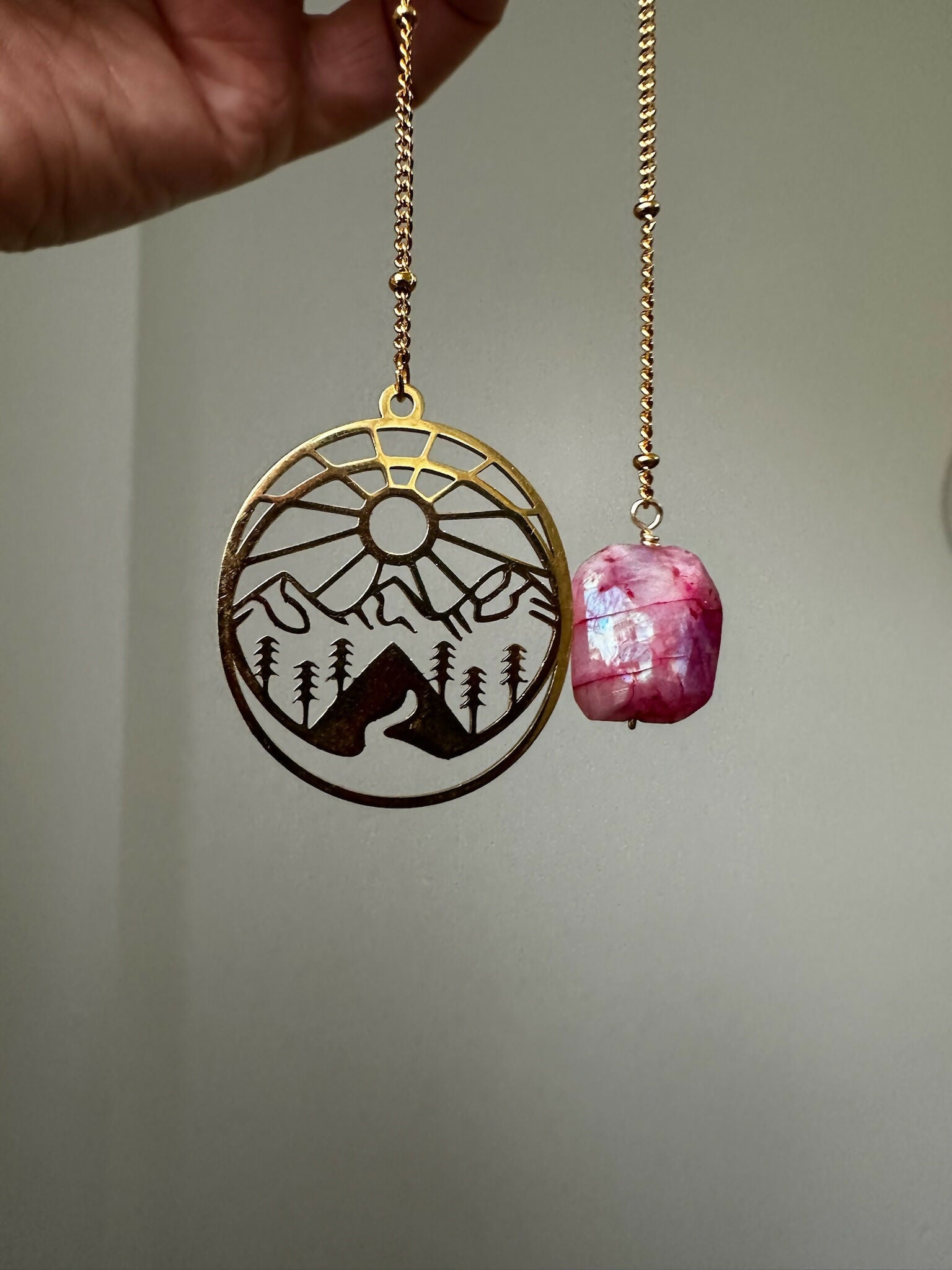 Mountain Charm & Pink Moonstone Bookmark