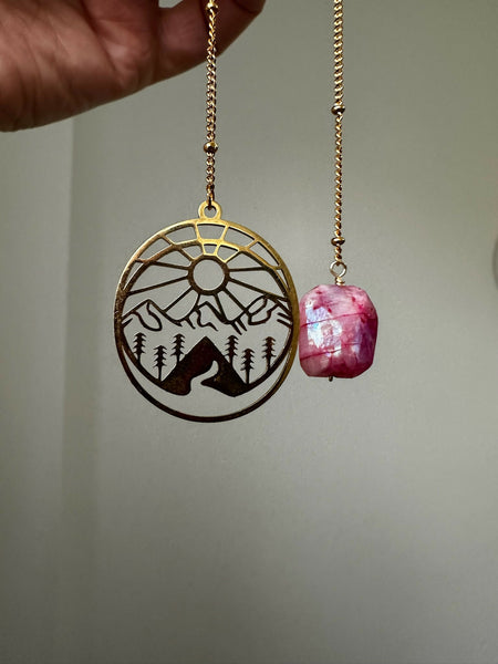 Mountain Charm & Pink Moonstone Bookmark