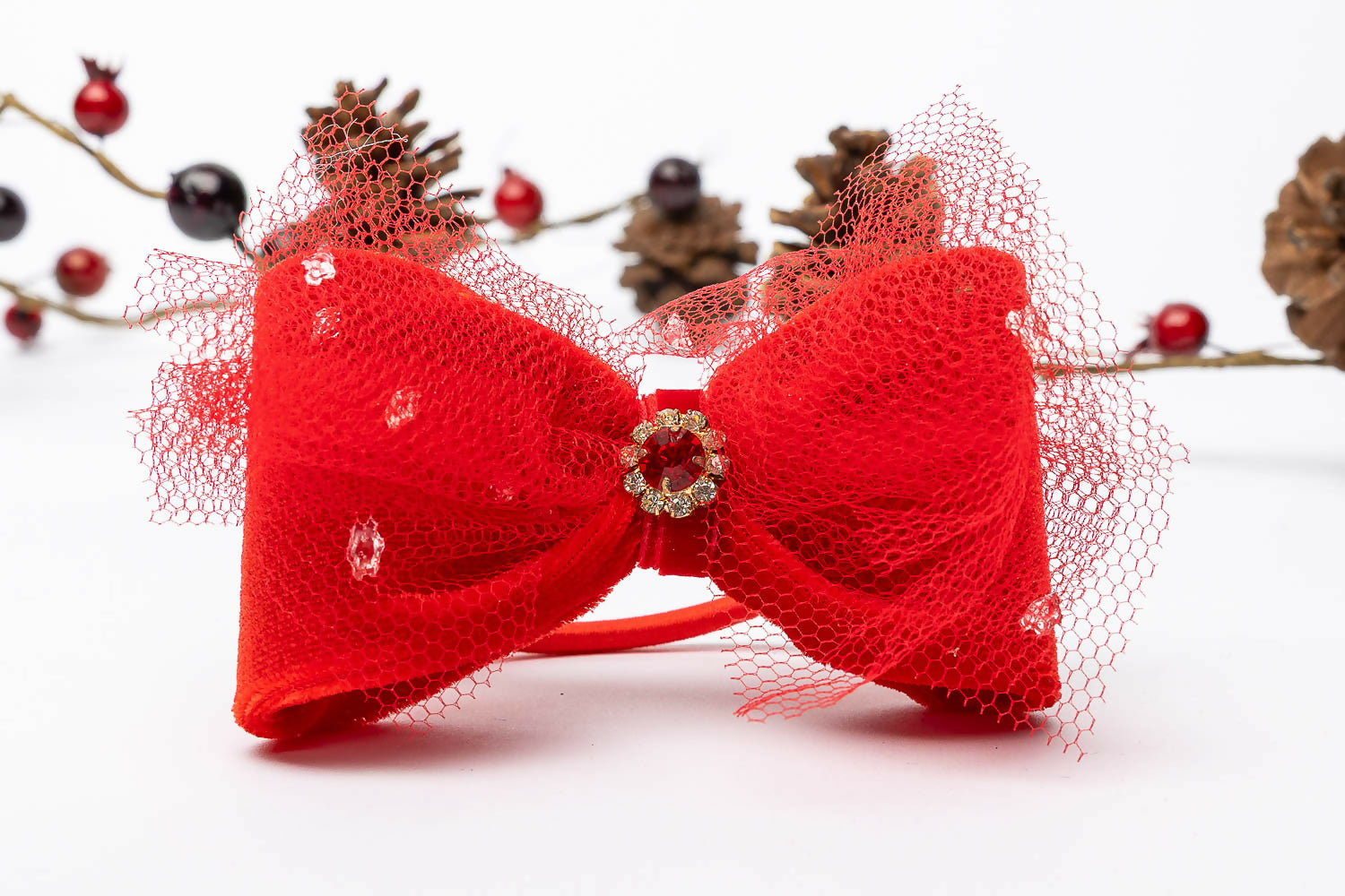 Red Velvet Bow Hair Tie for Girls