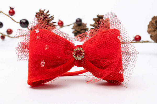 Red Velvet Bow Hair Tie for Girls