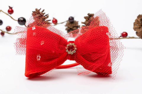 Red Velvet Bow Hair Tie for Girls