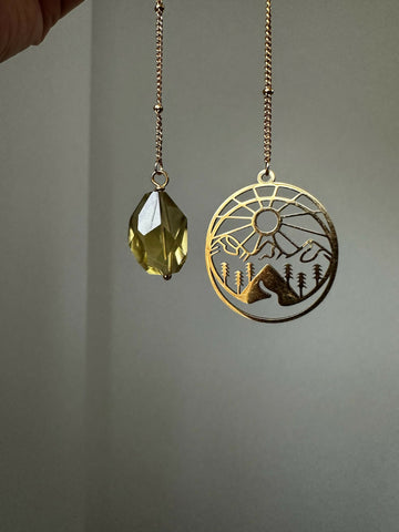 Mountain Charm & Lemon Quartz Bookmark