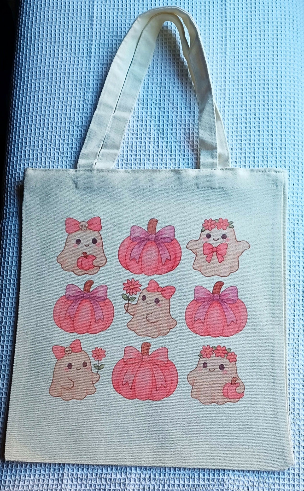 Canvas Tote Bag ~ pink pumkins & ghouls