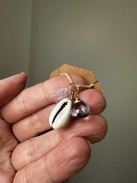 Cowrie & Mystic Blue Quartz Kindle Charm