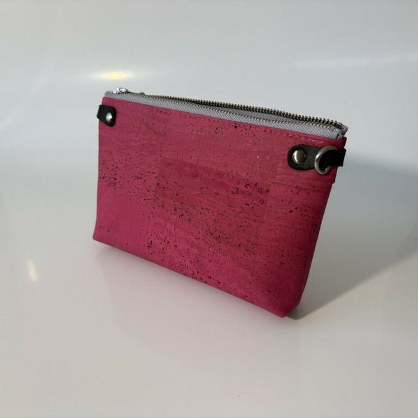 Devon Pouch Cork - Rich Pink Floral