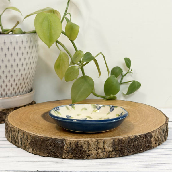 Blue ring dish with blueberry pattern - Unique Town Boutique