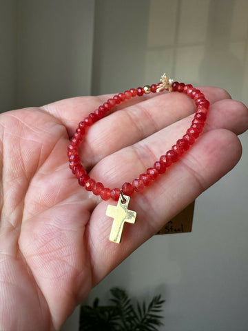 Red Jade Cross Bracelet
