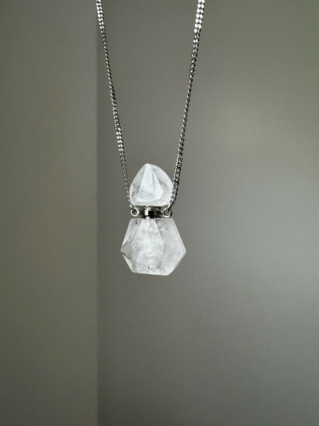 Clear Quartz Gemstone Vial Necklace