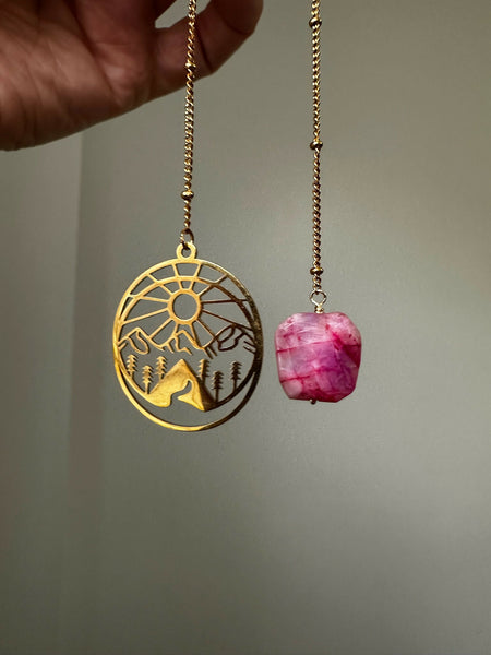 Mountain Charm & Pink Moonstone Bookmark