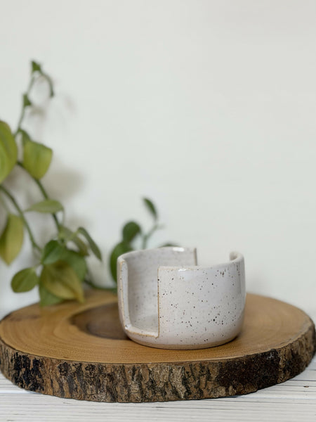 White speckled Pottery sponge holder
