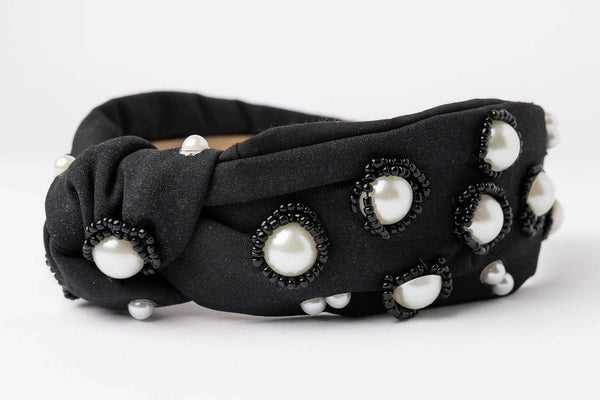 Black Faux Pearl Headband - Unique Town Boutique