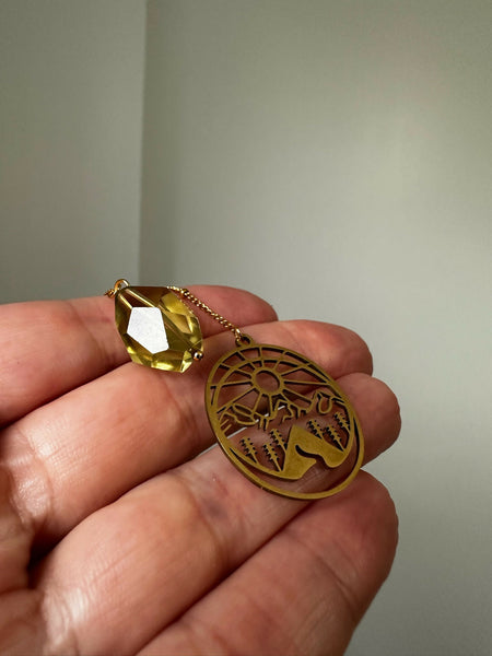 Mountain Charm & Lemon Quartz Bookmark