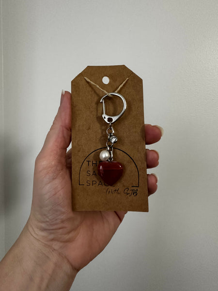 Red Agate Heart Keychain