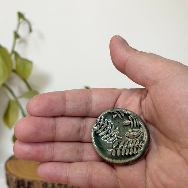 Green fern patterned calming stone