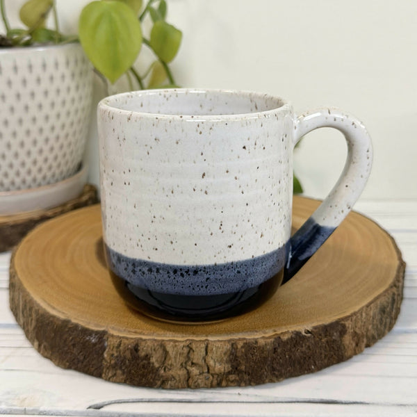 Black and white speckled Pottery mug 16 oz.