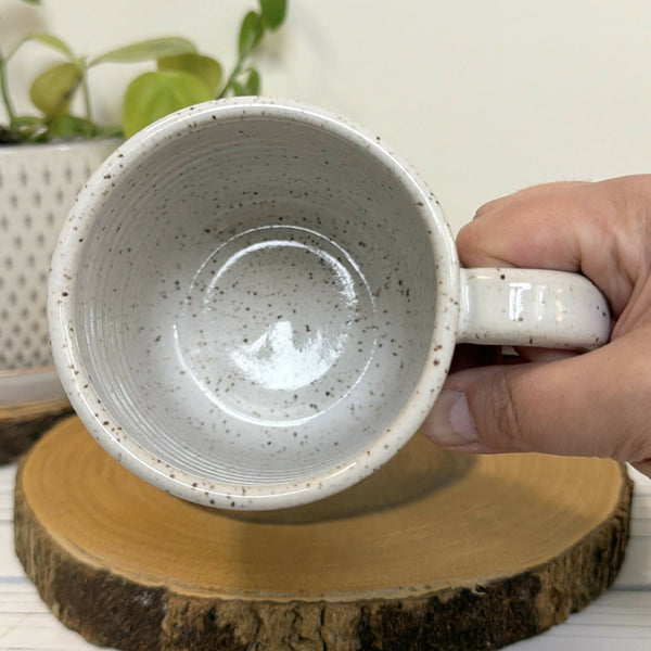 Black and white speckled Pottery mug 16 oz.